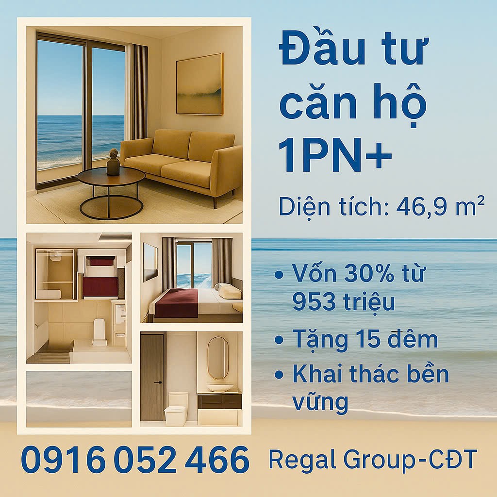 Chỉ với hơn 2 tỷ, bạn đã sở hữu căn hộ biển pháp lý lâu dài – tiềm năng tăng giá cao . 1PN+ 49m²: