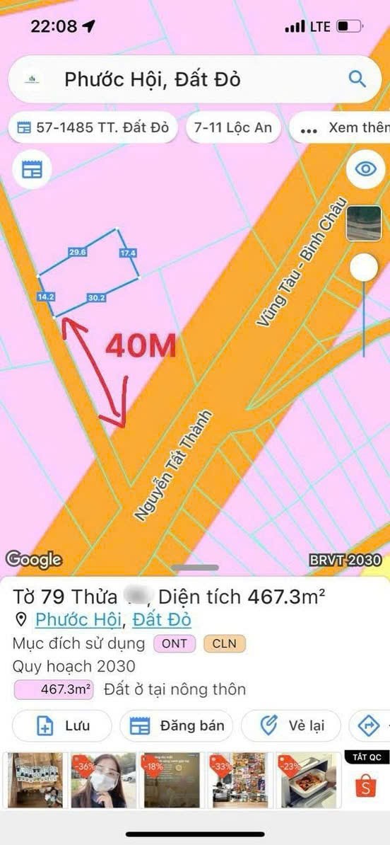Cần bán Đất Đất Đỏ, Bà Rịa Vũng Tàu, Diện tích 467m², Giá 3.000.000 Triệu/m²