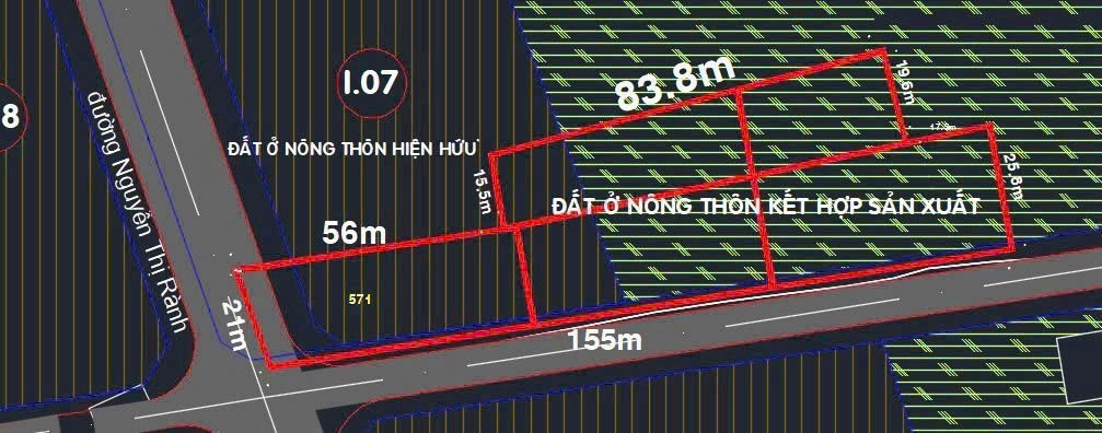 5000m2 đất góc 2 mặt tiền đường Nguyễn Thị Rành, xã Nhuận Đức giá 30 tỷ 8