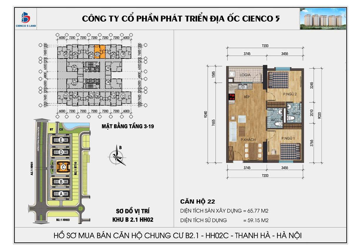 Chính chủ bán căn hộ 66m² – 2 phòng ngủ – full nội thất tại KĐT Thanh Hà Cienco 5