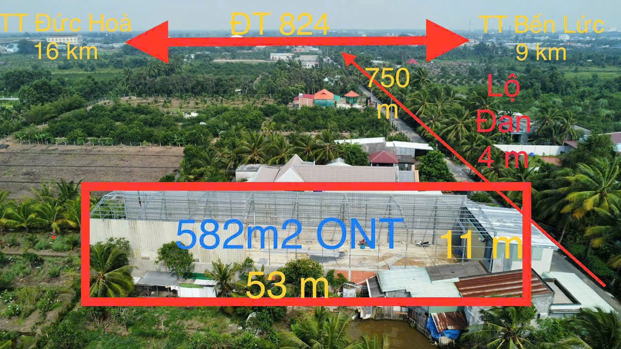 Nhà kho đường đan lộ ấp 8, xã Lương Hòa, Bến Lức, Long An dt 582 m2 giá 5 tỷ 6