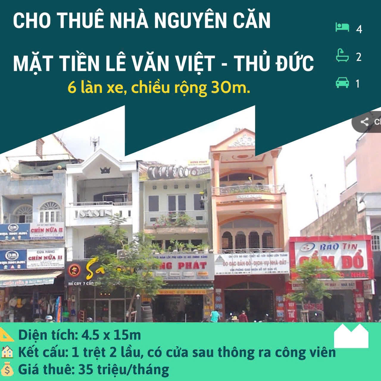 Cho thuê Nhà mặt tiền Phường Tăng Nhơn Phú A, Quận 9, Diện tích 67.5m², Giá 35 Triệu/tháng 2