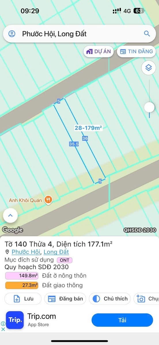 Cần bán Đất Đất Đỏ, Bà Rịa Vũng Tàu, Diện tích 177m², Giá Thương lượng 3