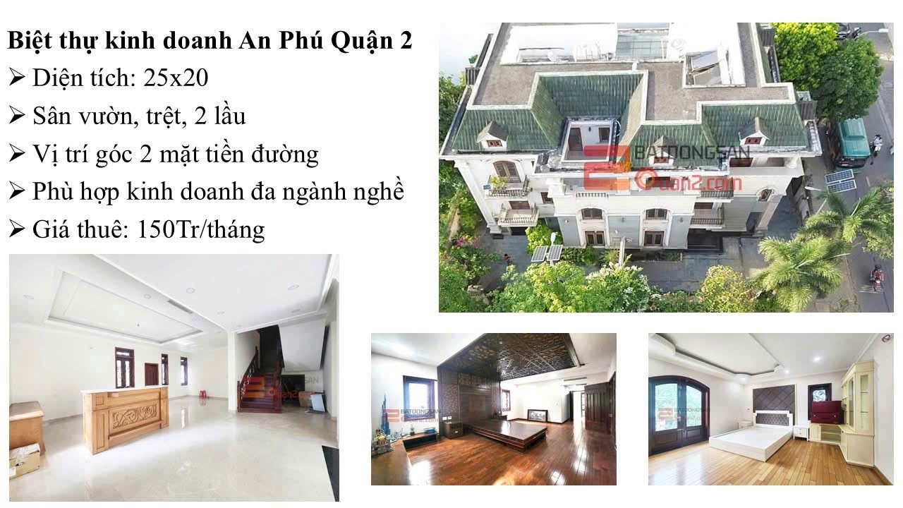 Cho thuê Nhà mặt tiền Phường An Phú, Quận 2, Diện tích 170m², Giá 80 Triệu/tháng