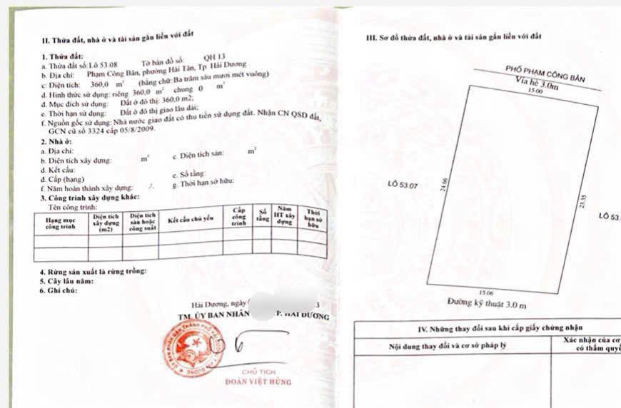 Bán lô biệt thự mặt phố Phạm Công Bân, Đông Nam Cường, TP HD, 360m2, mt 15m, vị trí đẹp 3