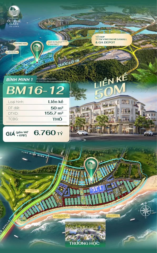 CẶP LIỀN KỀ 50m2 VIP NHẤT Vịnh Bình Minh 1, Vinhomes Hạ Long Xanh giá 6,x tỷ 6