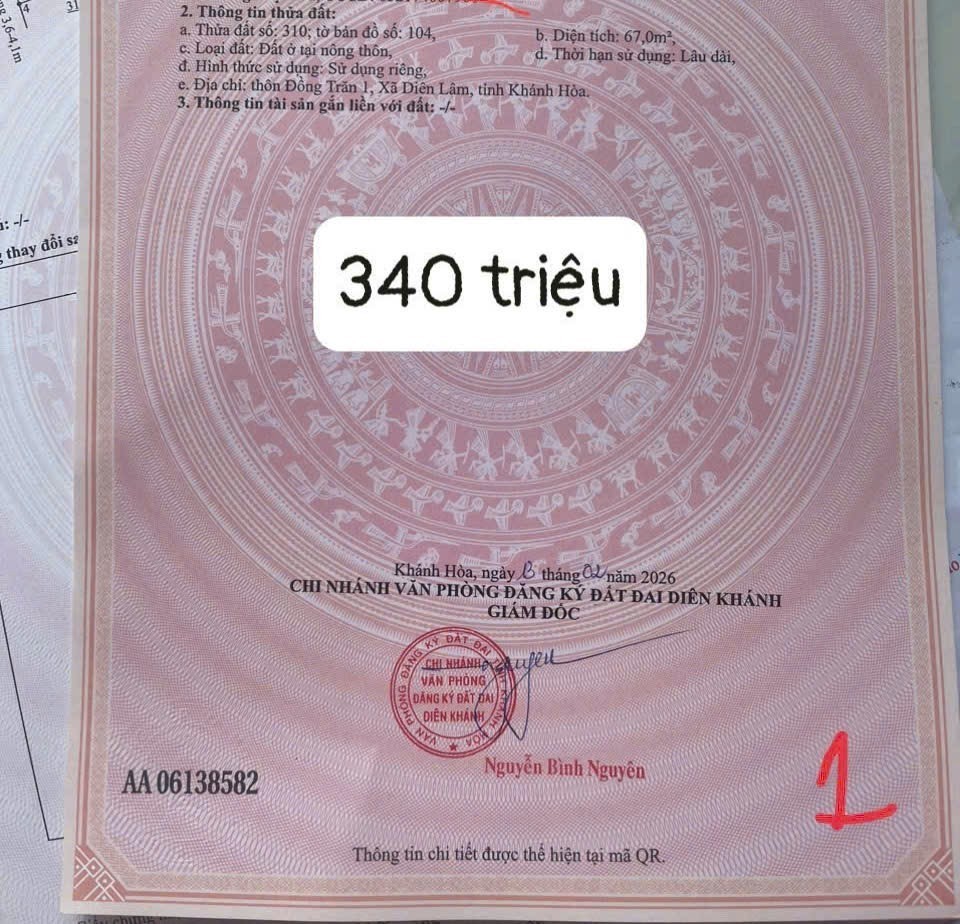 Bán đất Diên Đồng full thổ thôn Đồng Trăn 1 giá rẻ đường thông gần chợ 6