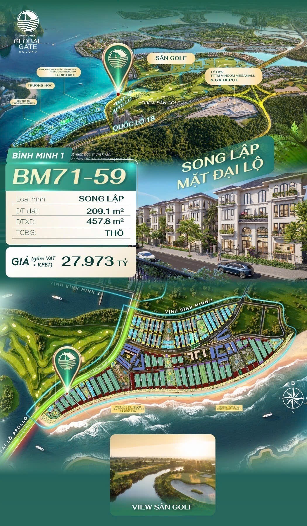 Cần Bán Biệt Thự Dự Án Vinhomes Hạ Long Xanh, Diện Tích 209.1m², Giá 25,456 Tỷ