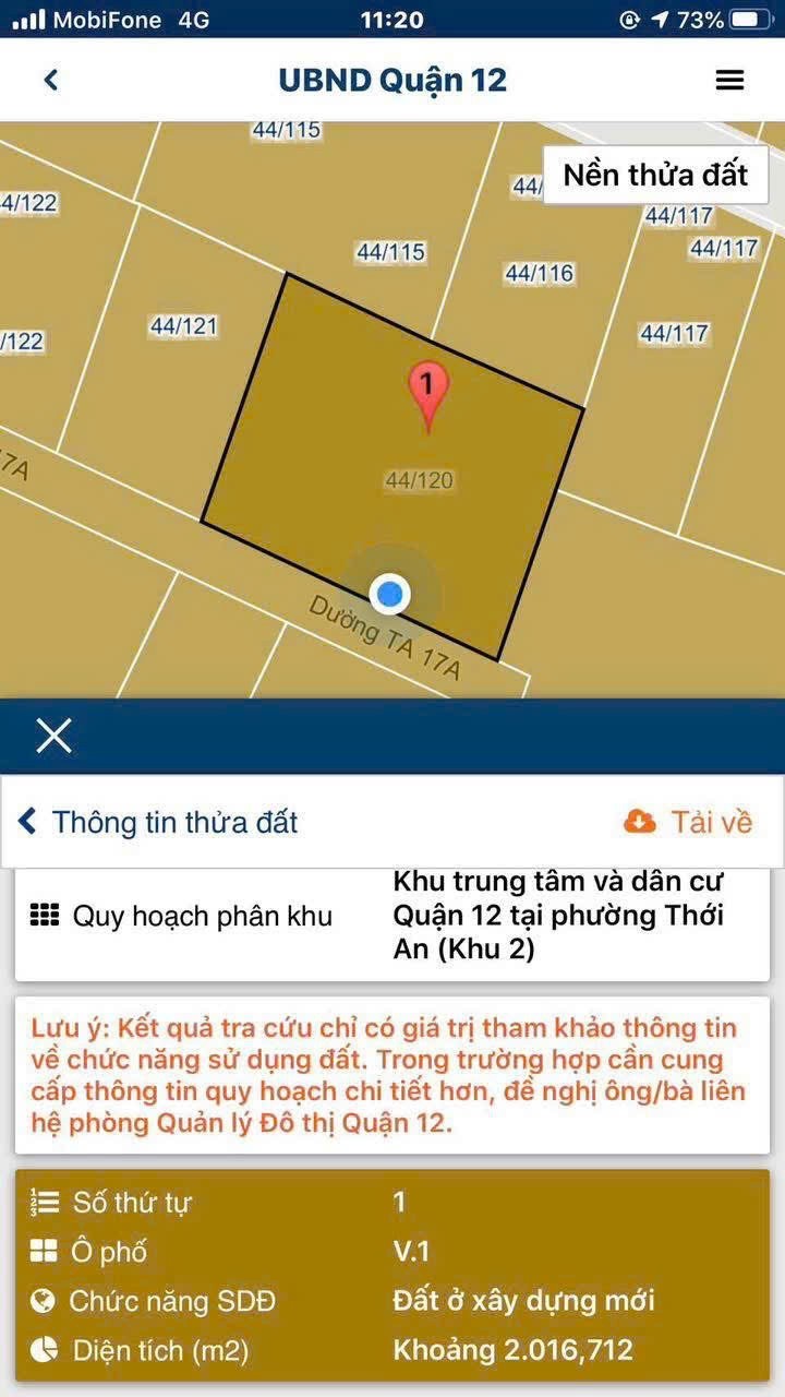 BÁN 1.993M² ĐẤT FULL THỔ CƯ, MẶT TIỀN THỚI AN 17, QUẬN 12 GIÁ BÁN 80 TỶ