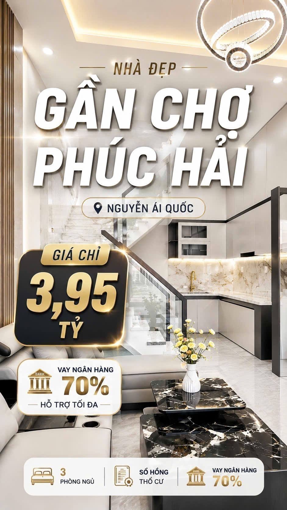 Bán nhà 1 trệt 1 lầu- 3PN gần chợ Tân Phong giá 3,95 tỷ