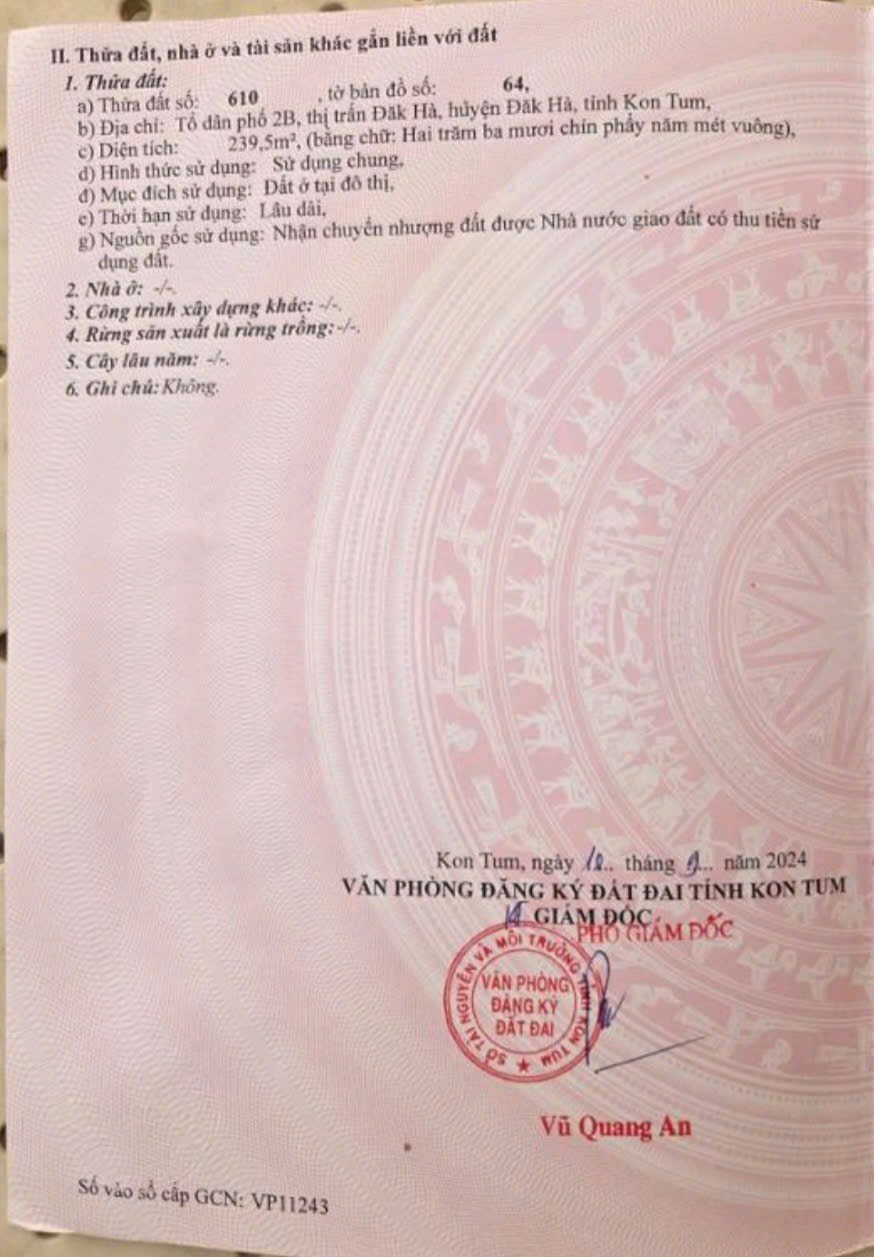 Bán nhanh lô đất đẹp tại TP.Kon Tum, Đăk Hà, ngay mặt tiền Nguyễn Bỉnh Khiêm. 2