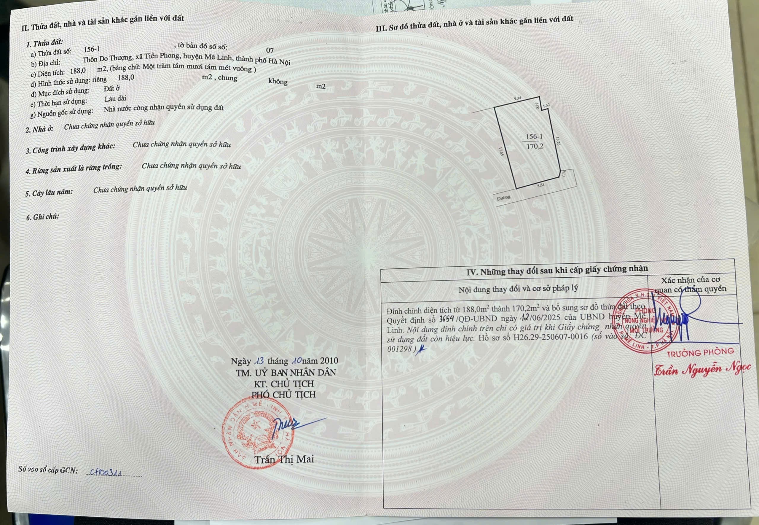Chào bán 170m2 đất thổ cư thôn Do Thượng- Tiền Phong- Mê Linh, sổ đỏ trao tay 5