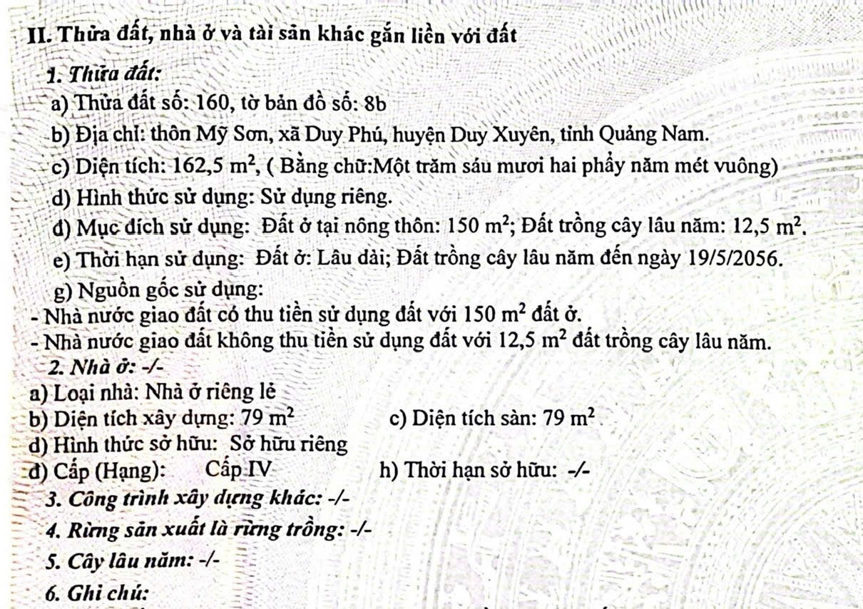 Chính Chủ Bán 162,5m2 Đất Đường Vào Khu Du Lịch Mỹ Sơn - Xã  Duy Phú - Duy Xuyên - Quảng Nam 4