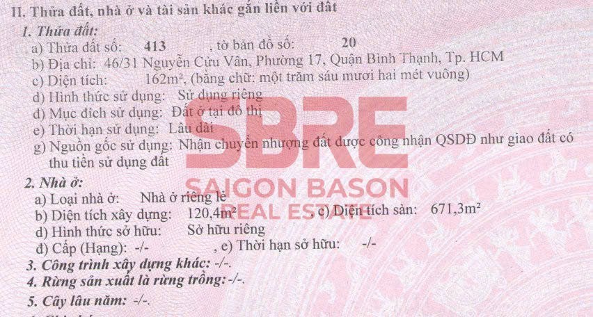 Cần bán Căn hộ chung cư Bình Thạnh, Hồ Chí Minh, Diện tích 162m², Giá 52 Tỷ 10