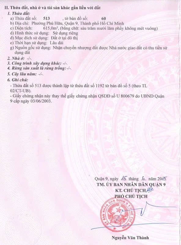 Cần bán Đất Quận 9, Hồ Chí Minh, Diện tích 615m², Giá 022 Tỷ 4