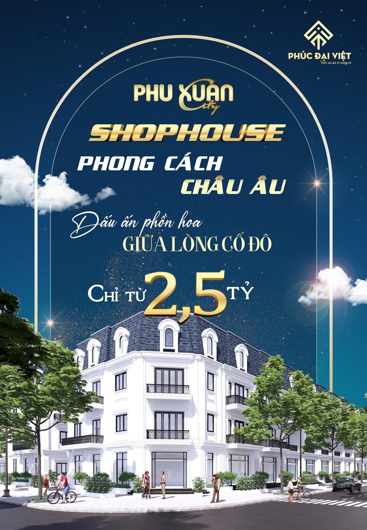 Shophouse 4 tầng 2 mặt tiền đường Nguyễn Lộ Trạch dự án Phú Xuân City 1