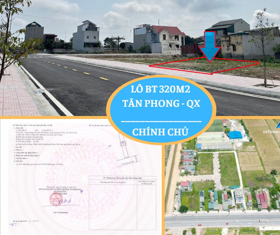 giá không thể hợp lý hơn cho 1 lô đất 2 mặt tiền thị trấn Tân Phong nằm trong khu quy hoạch gần 50ha