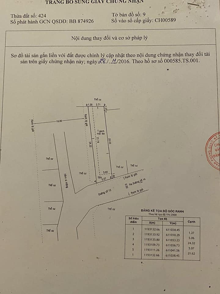 Bán nhà trọ phường Bình Trưng Tây Quận 2 Bán nhà cấp 4 mặt tiền đường 13 ra lê nguyễn duy trinh phường bình Trưng Tây Q2. Đường ô tô thông --118m2, (5m x24m) không bị lộ giới  0903034123 3