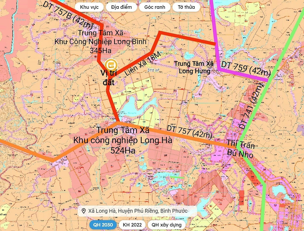 Đất mặt tiền đường tỉnh ĐT 757B lộ giới 42m, nằm giữa 2 Khu công nghiệp Long Hà và Long Bình 6
