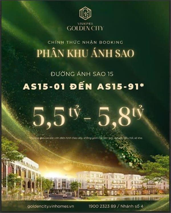 Bán Liền Kề Phân Khu Ánh Sao – Vinhomes Dương Kinh, Hải Phòng. Diện tích 63m2, Giá chỉ từ 5,5 tỷ
