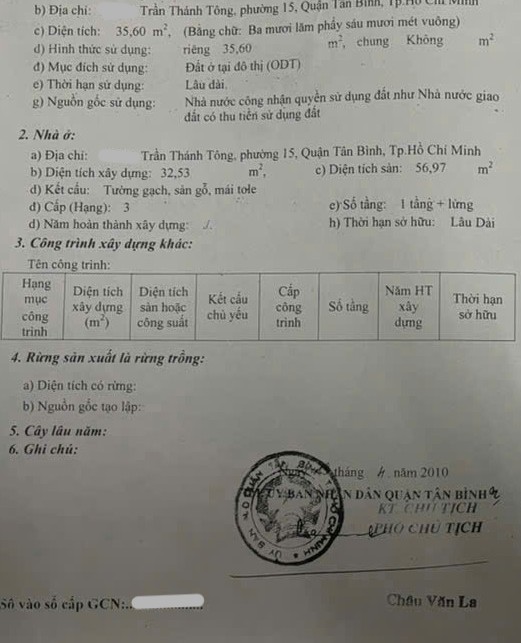 36m2 TRẦN THÁNH TÔNG, HẺM 3M GẦN MẶT TIỀN, 3 TỶ 05 4