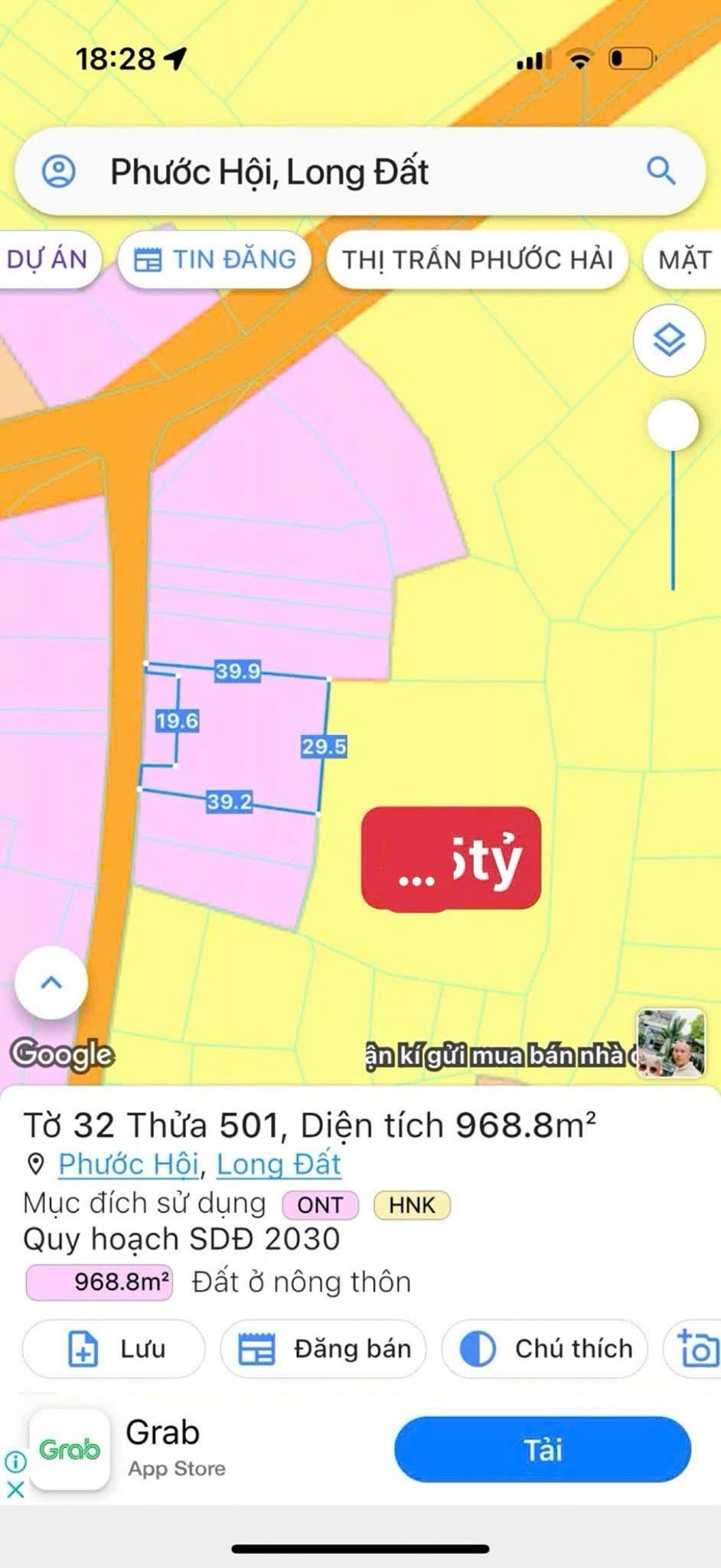 Cần bán Đất Đất Đỏ, Bà Rịa Vũng Tàu, Diện tích 968m², Giá Thương lượng 3