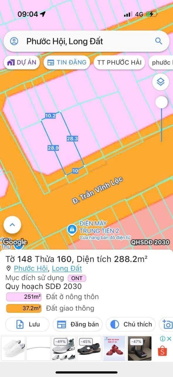 Cần bán Đất Đất Đỏ, Bà Rịa Vũng Tàu, Diện tích 288m², Giá 9.500.000 Triệu/m²