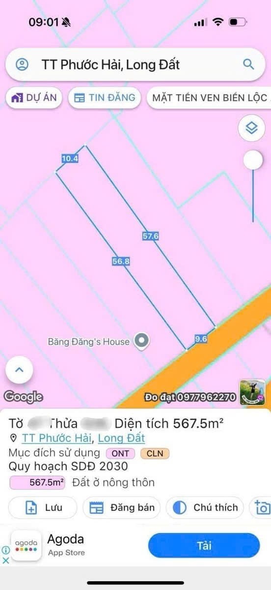 Cần bán Đất Đất Đỏ, Bà Rịa Vũng Tàu, Diện tích 567m², Giá Thương lượng