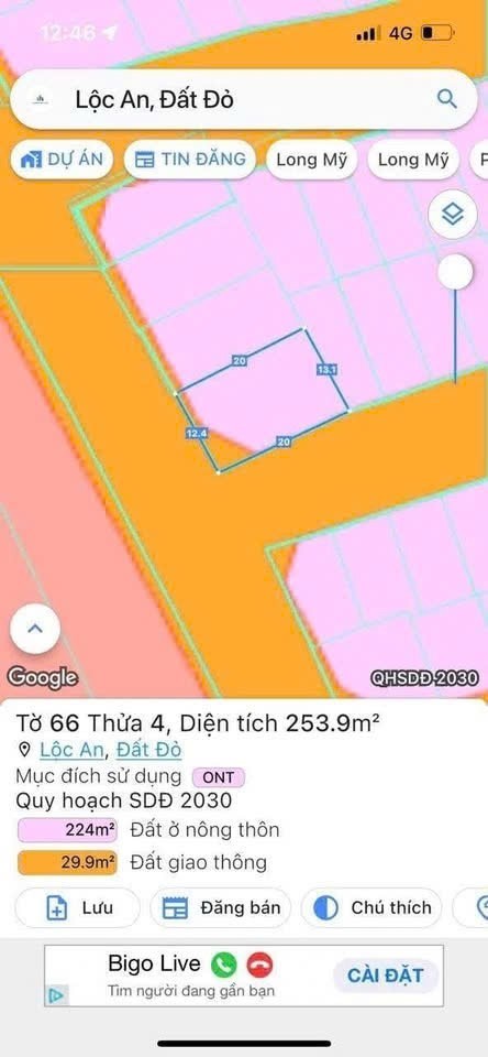 Cần bán Đất Đất Đỏ, Bà Rịa Vũng Tàu, Diện tích 254m², Giá Thương lượng