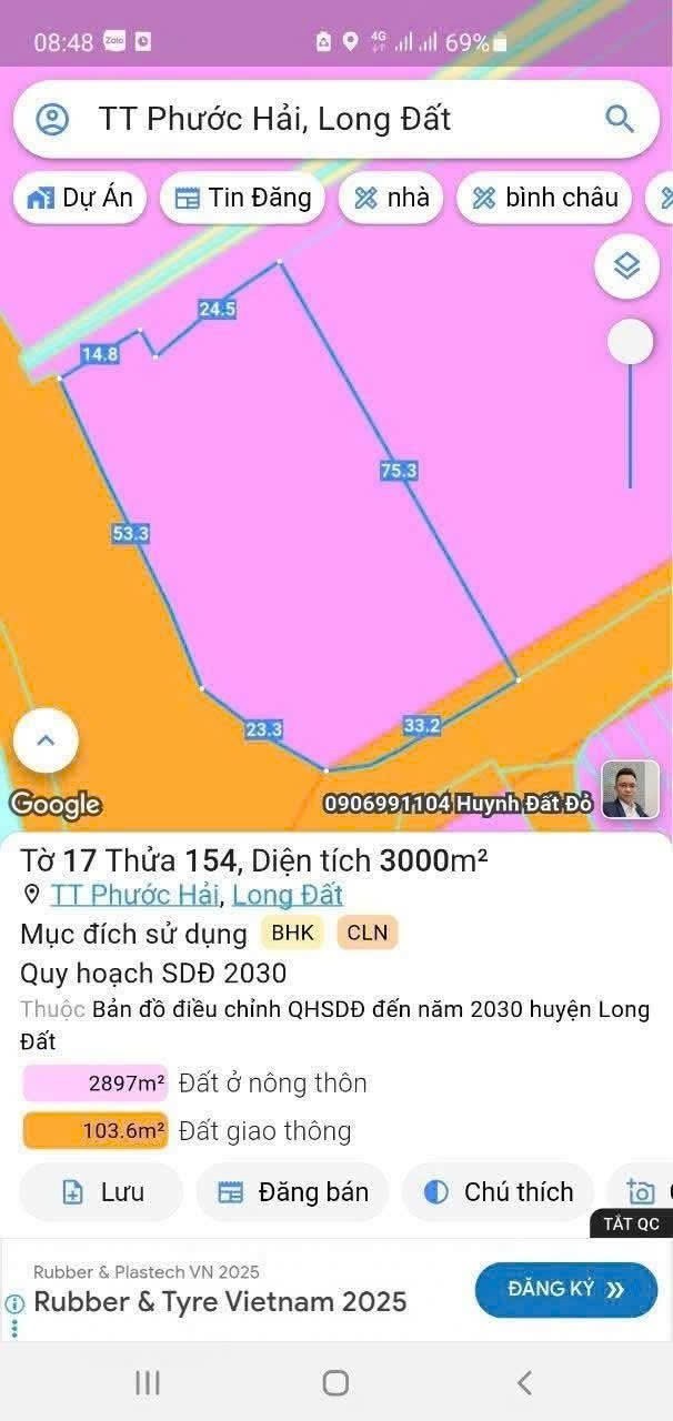 Cần bán Đất Đất Đỏ, Bà Rịa Vũng Tàu, Diện tích 3000m², Giá Thương lượng 4