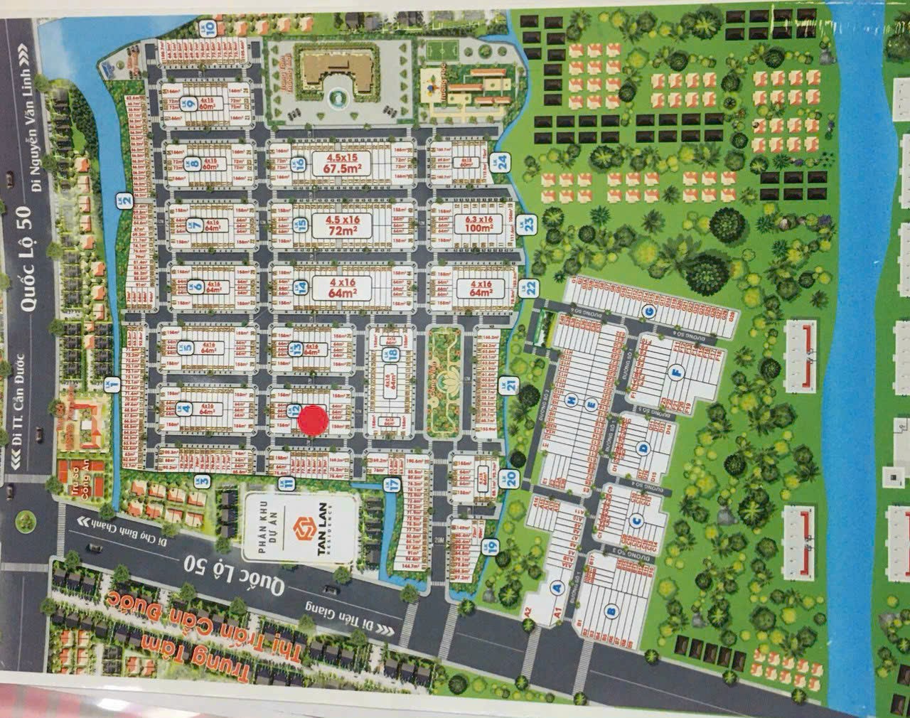 Đất nền 64m2 kdc Tân Lân Residence giá đầu tư 830tr TL Chủ 4
