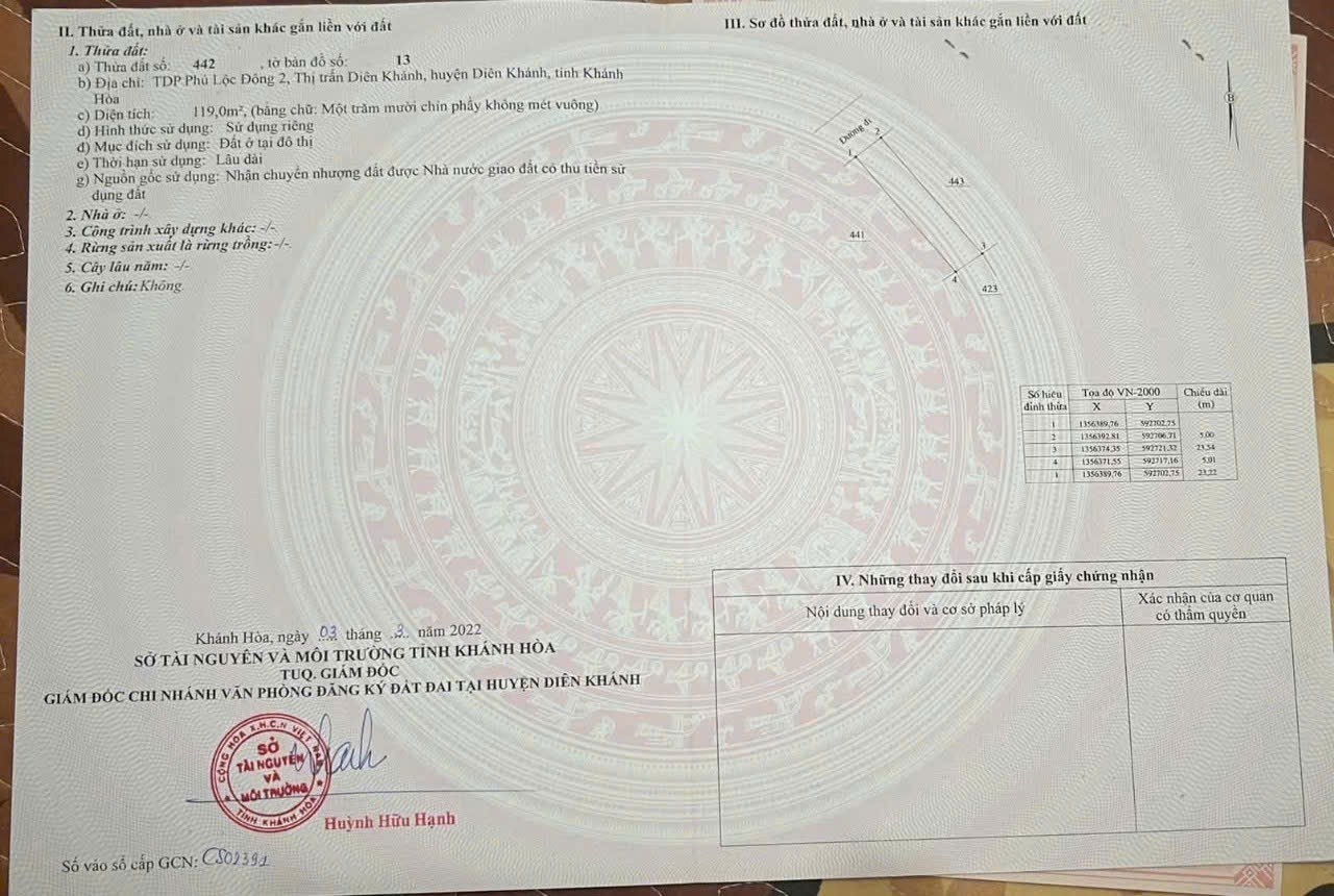 Bán đất thị trấn Diên Khánh full thổ cư giáp ranh khu tái định cư Bầu Gáo 4
