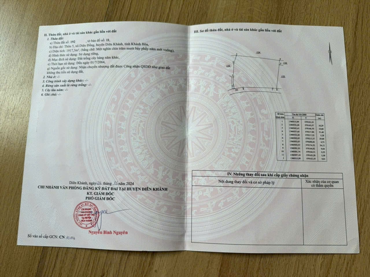 Bán đất vườn Diên Đồng giá rẻ mặt đường bê tông gần khu dân cư 4