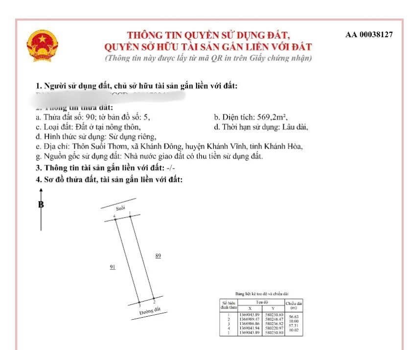 Bán đất Khánh Đông full thổ cư sau lưng giáp suối - đường thông 9