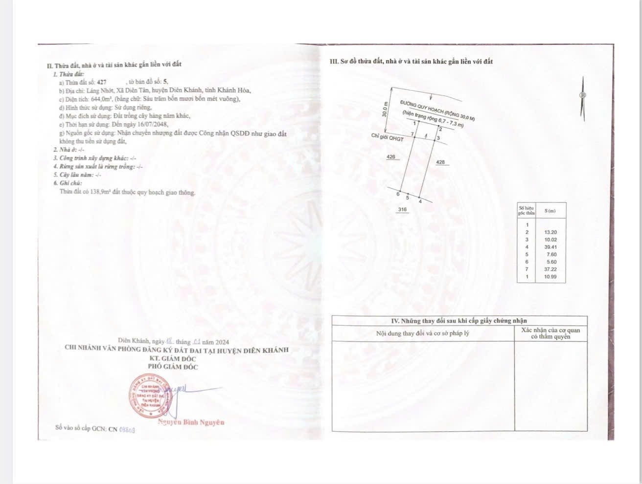 Bán đất vườn mặt tiền Hương Lộ 62 - Diên Tân QH full thổ cư 5