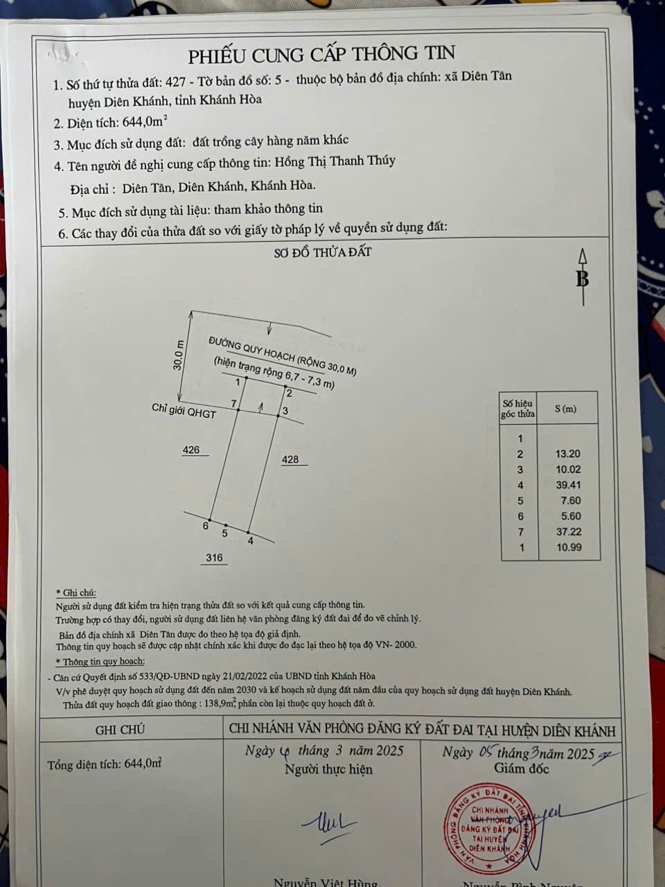 Bán đất vườn mặt tiền Hương Lộ 62 - Diên Tân QH full thổ cư 6