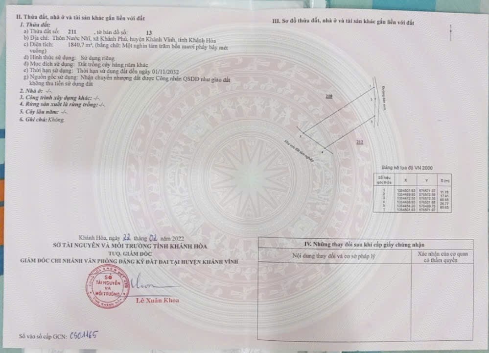Cần bán Đất đường 8, Xã Khánh Phú, Diện tích 1840m², Giá 790 Triệu 8