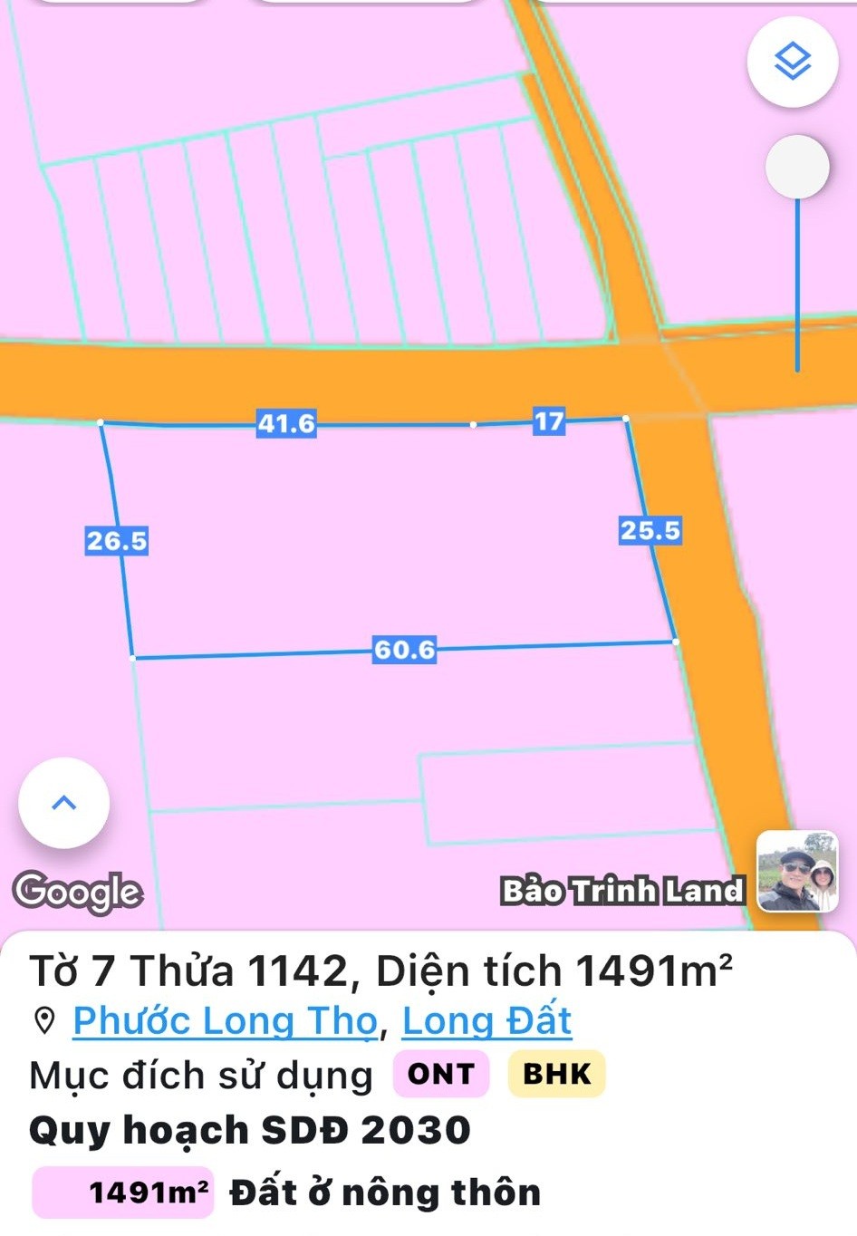 Bán lô đất góc 2 mặt tiền đường nhựa xã Phước Long Thọ, huyện Đất Đỏ – BRVT 2