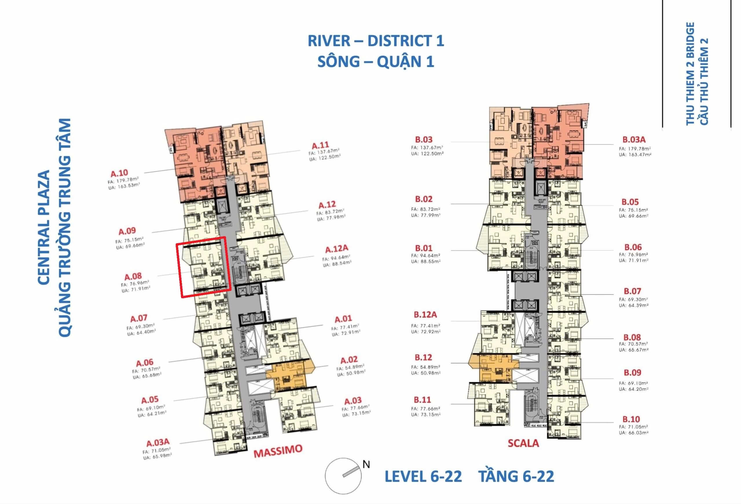 Cho thuê Căn hộ chung cư Phường Thủ Thiêm, Quận 2, Diện tích 76m², Giá 42 Triệu/tháng 2