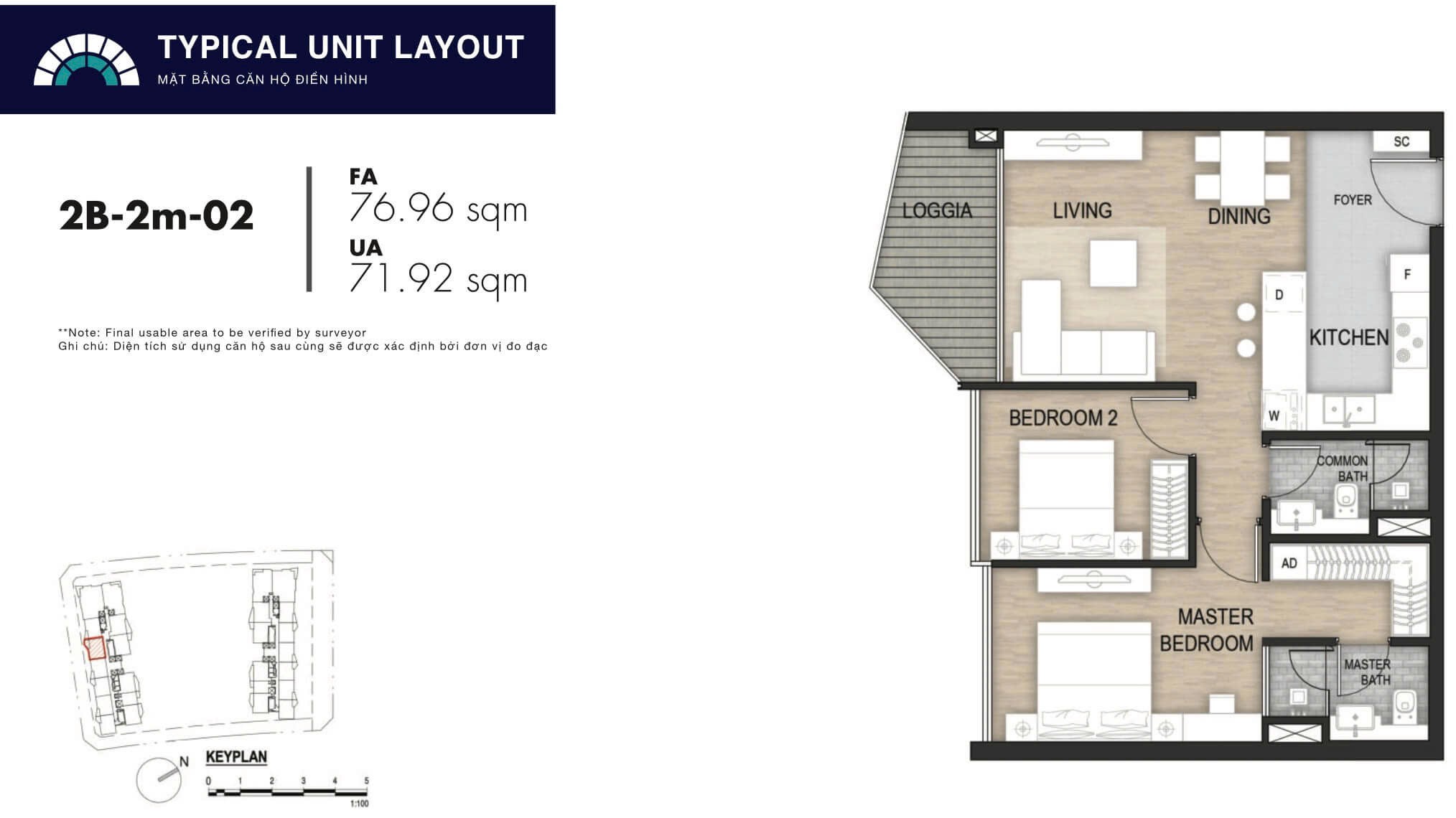 Cho thuê Căn hộ chung cư Phường Thủ Thiêm, Quận 2, Diện tích 76m², Giá 42 Triệu/tháng