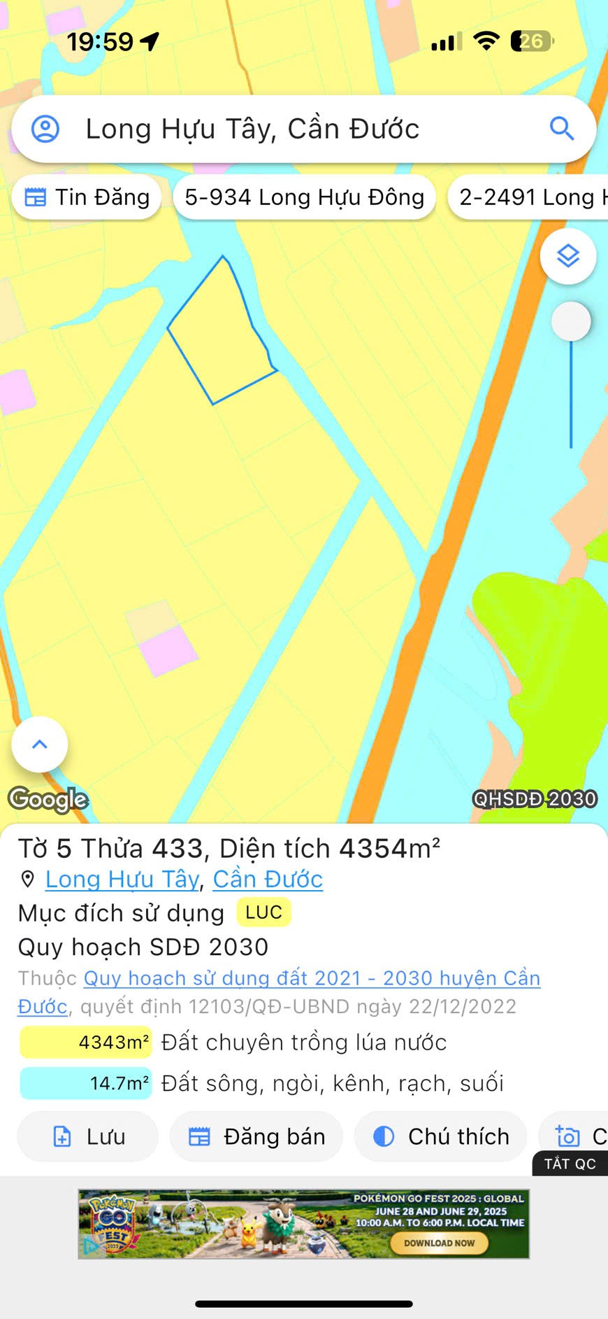 Đất lúa Óc Đảo Long Hựu 4354m2 mt kênh view sông Vàm Cỏ giá rẻ đầu tư 5