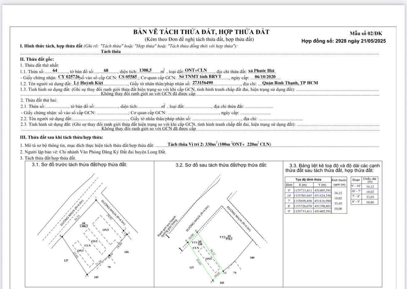 Cần bán Đất đường Tỉnh lộ 44, Xã Phước Hội, Diện tích 330m², Giá 950 Triệu 5