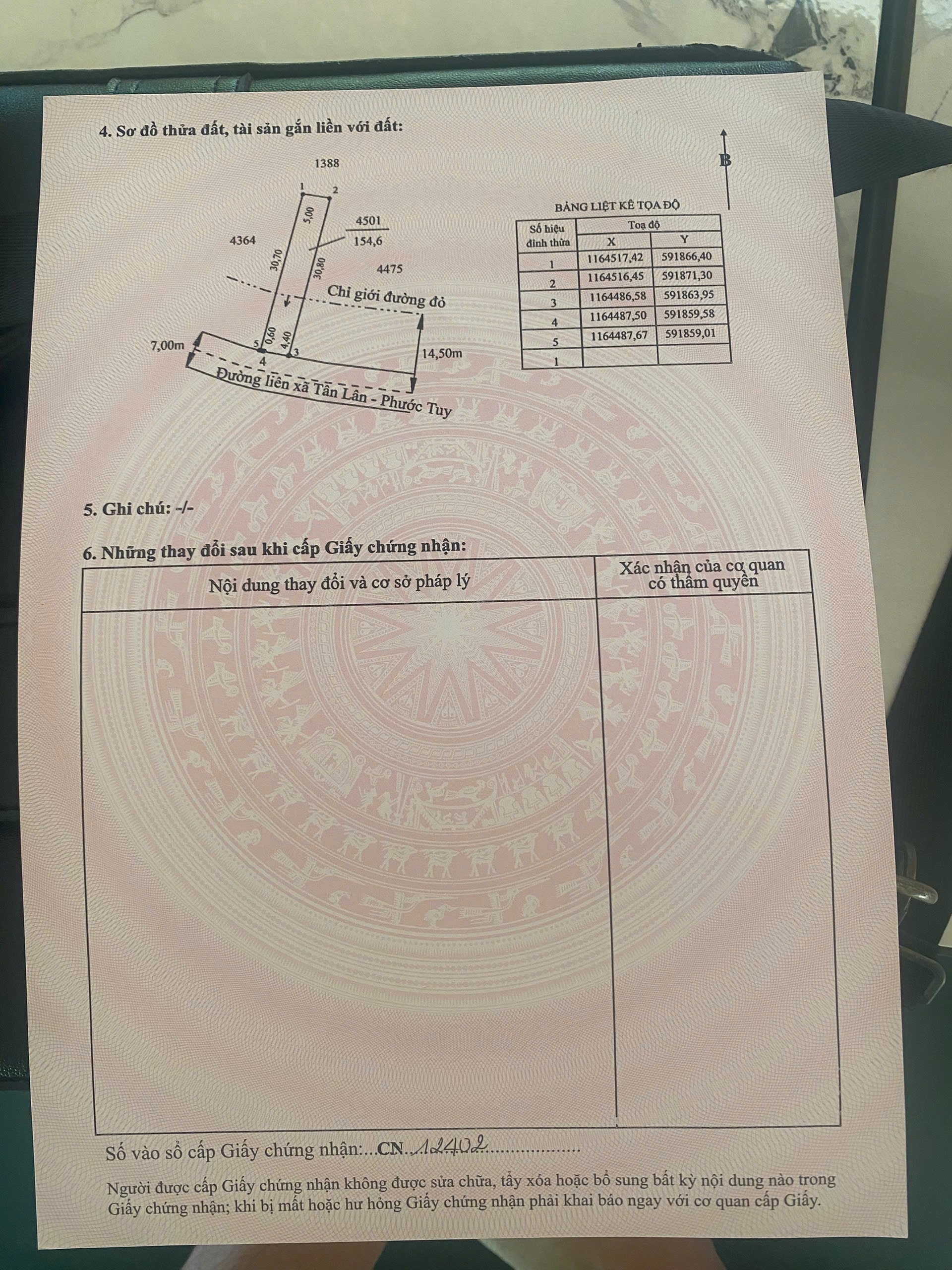Nền thổ cư 150m2 mt đường 7 mét xã Phước Tuy Chủ bán gấp giá rẻ khi mua 700tr/nền 4