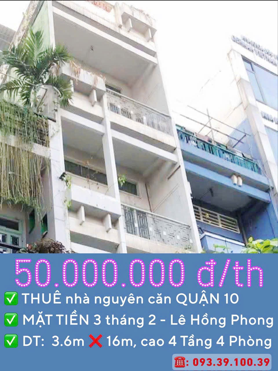 THUÊ NGUYÊN CĂN: từ 30.000.000 Đ/TH - MẶT TIỀN QUẬN 10 - ĐỊNH VỊ DỄ TÌM, KINH DOANH SẦM UẤT. LH: 4