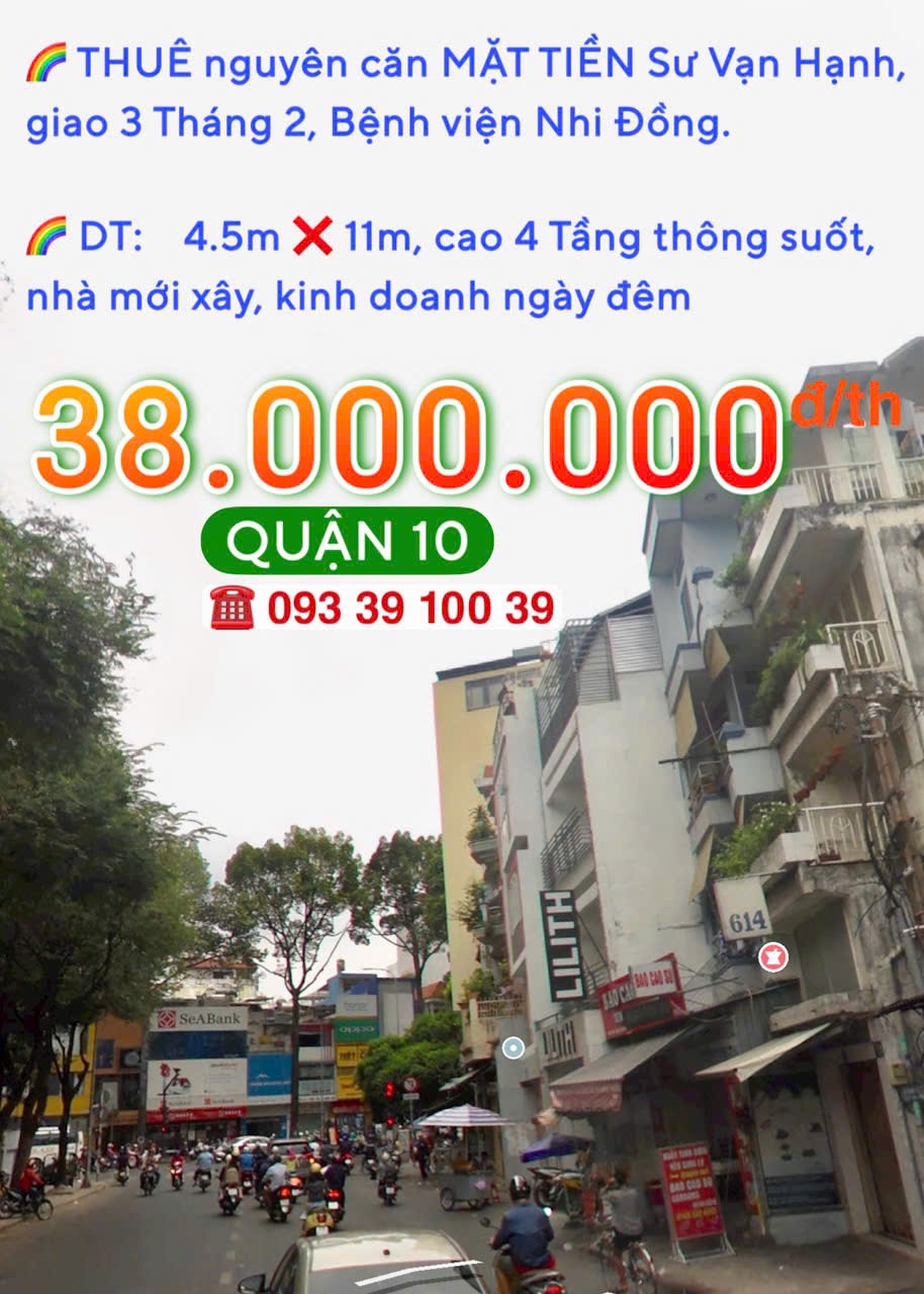 THUÊ NGUYÊN CĂN: từ 30.000.000 Đ/TH - MẶT TIỀN QUẬN 10 - ĐỊNH VỊ DỄ TÌM, KINH DOANH SẦM UẤT. LH: 2