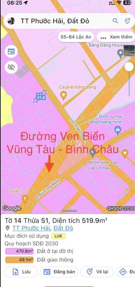 Cần bán Đất Thị trấn Phước Hải, Đất Đỏ, Diện tích 520m², Giá 1 Tỷ 3