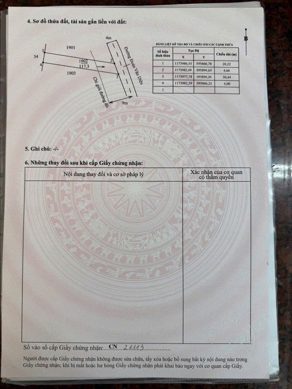 2 nền thổ cư mt đường Đoàn Văn Diệu, xã Mỹ Lộc dt 117m2 & 126m2 giá 1,25 tỷ /nền 4