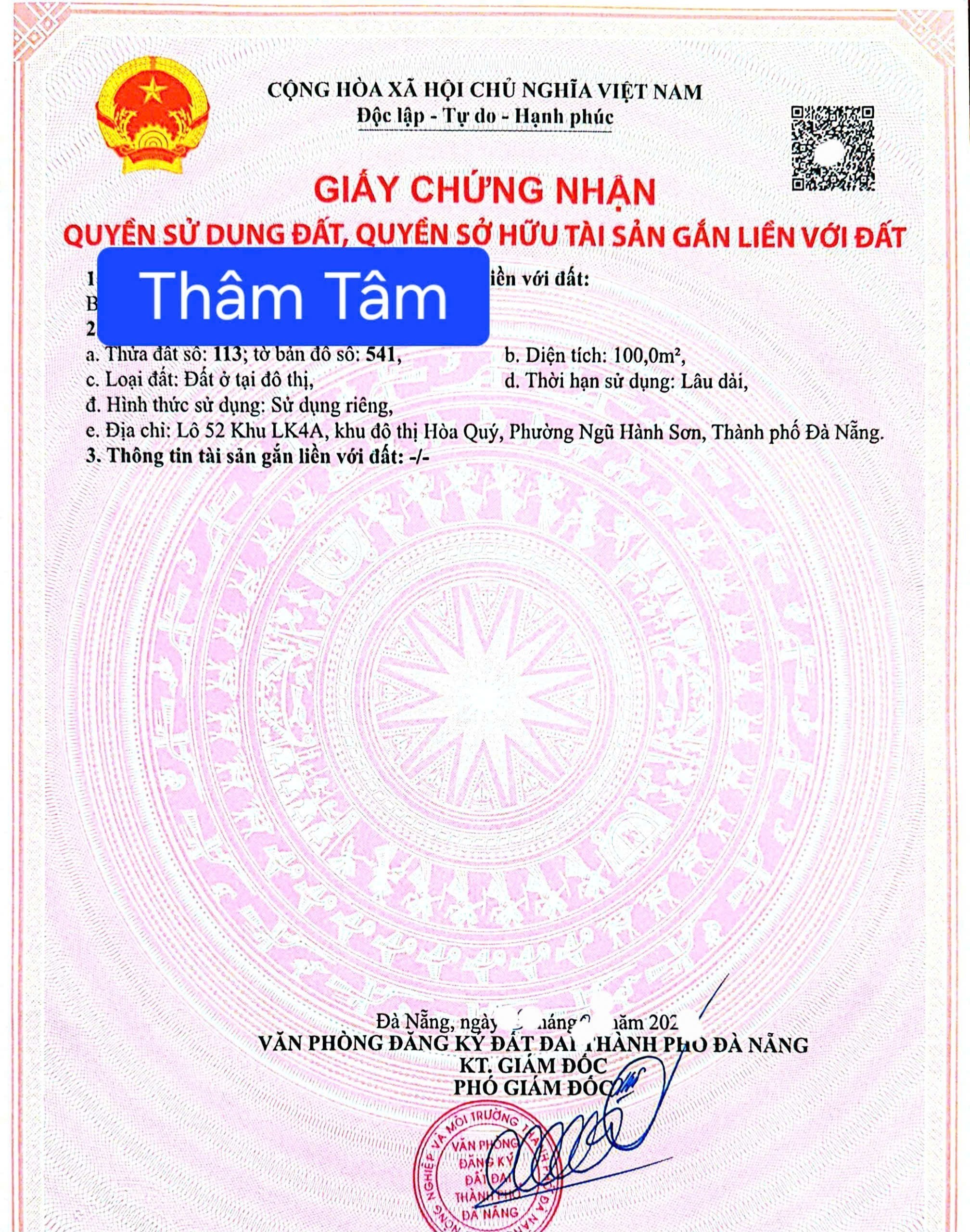 BÁN ĐẤT MT THÂM TÂM NGAY TRỤC MINH MẠNG– GIÁ TỐT KHU VỰC