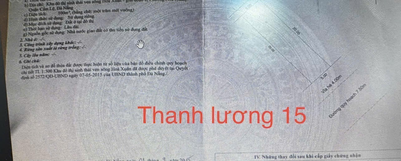 6,5 tỷ/100m2. BÁN ĐẤT THANH LƯƠNG 15 - HƯỚNG ĐÔNG NAM , HÒA XUÂN,Đà Nẵng 2