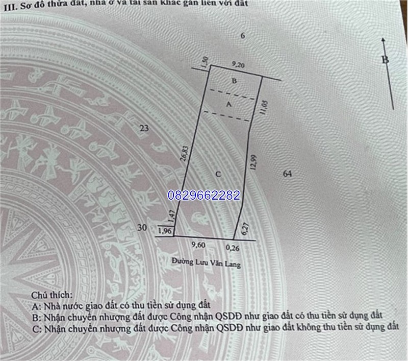 Bán đất thổ cư P.2 TP Sa Đéc, Lưu Văn Lang 293m2 Sổ Hồng hướng Nam. Giá 2.65 tỷ.